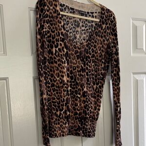 Express Brown and Black Fitted Blouse